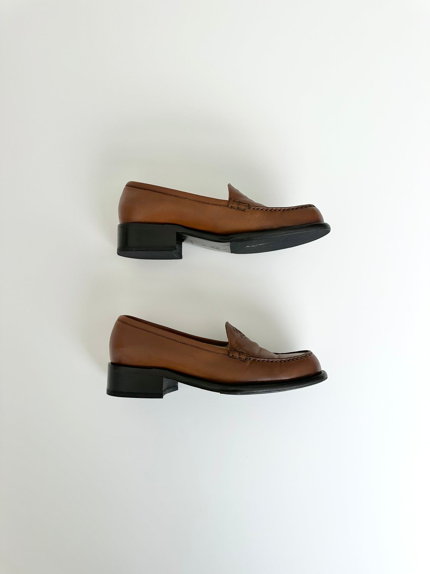 Chanel Light Brown Leather Loafers 38