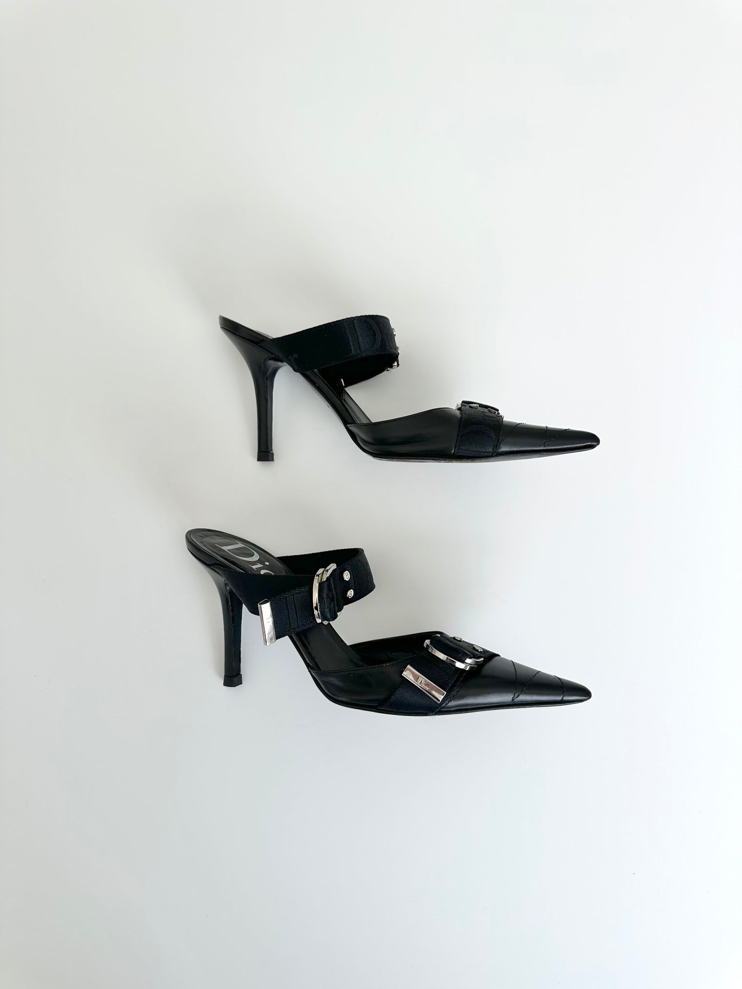 Dior Black Bondage Strap Mules 38