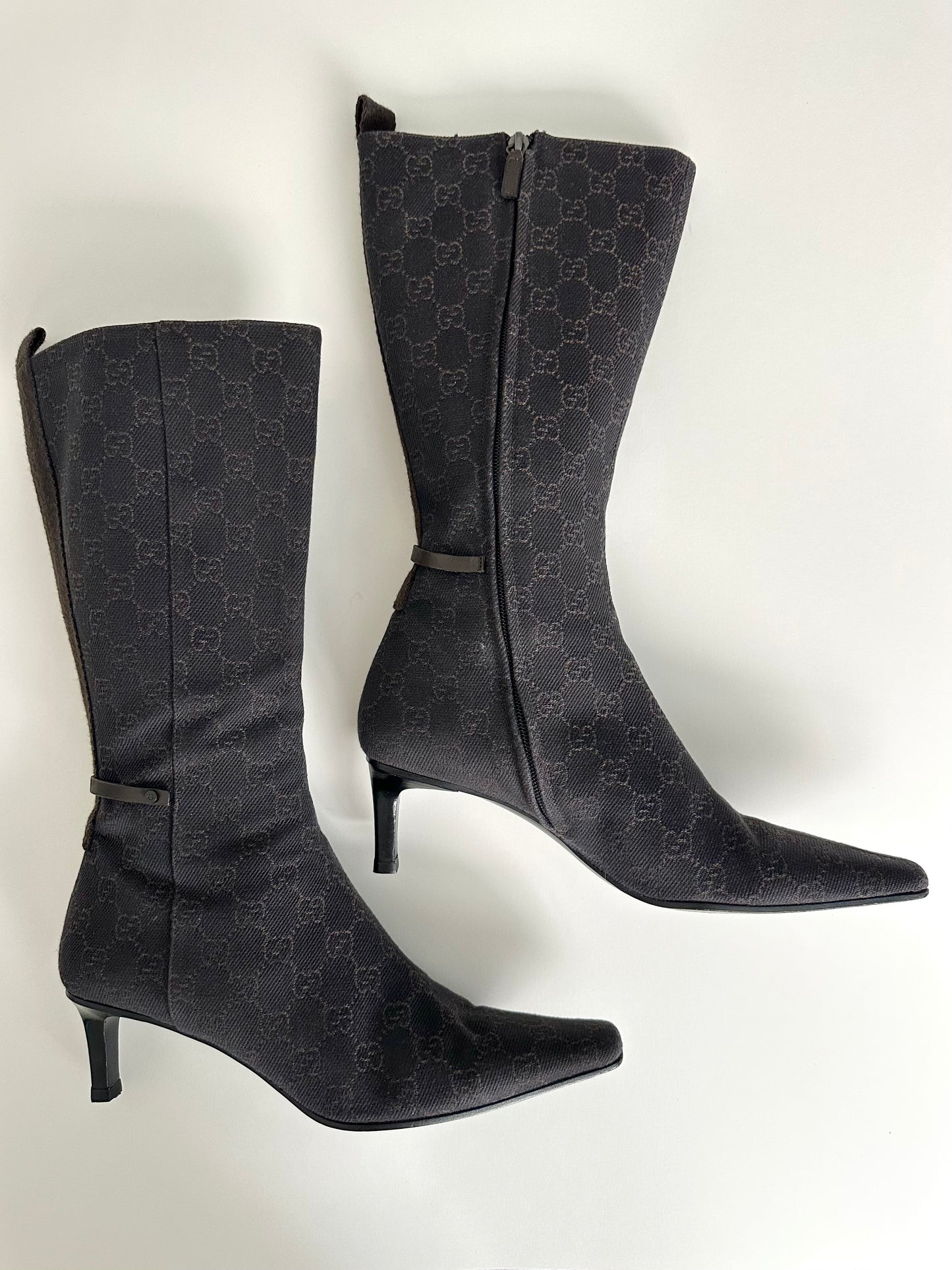 Gucci Brown Monogram Boots US 10