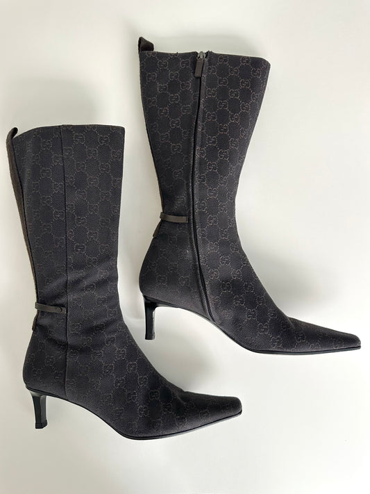 Gucci Brown Monogram Boots US 10