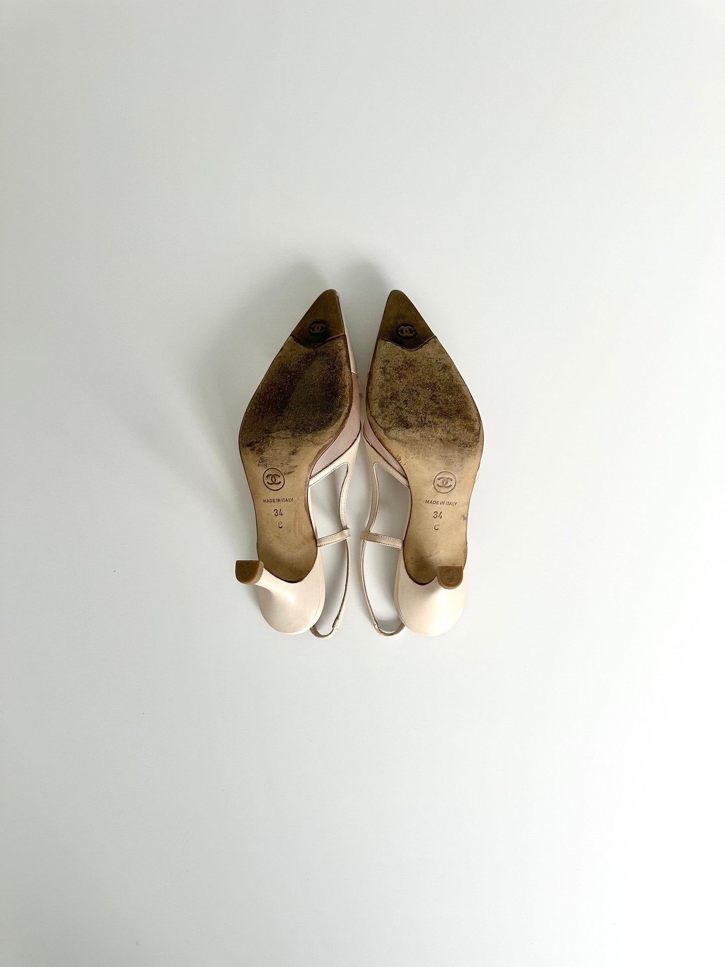 Chanel Light Pink Mesh Slingbacks 34