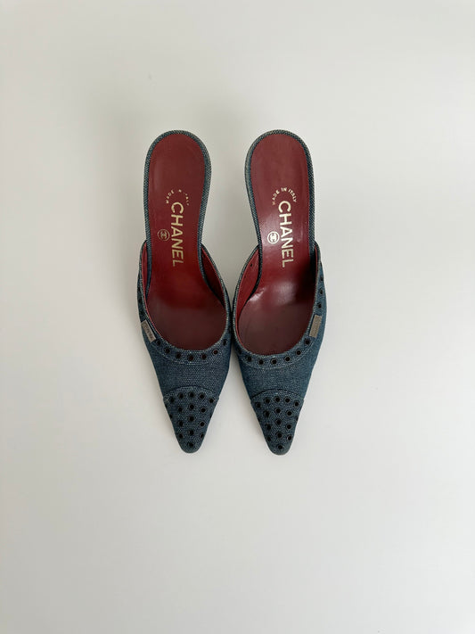 Chanel Denim Mules 35.5