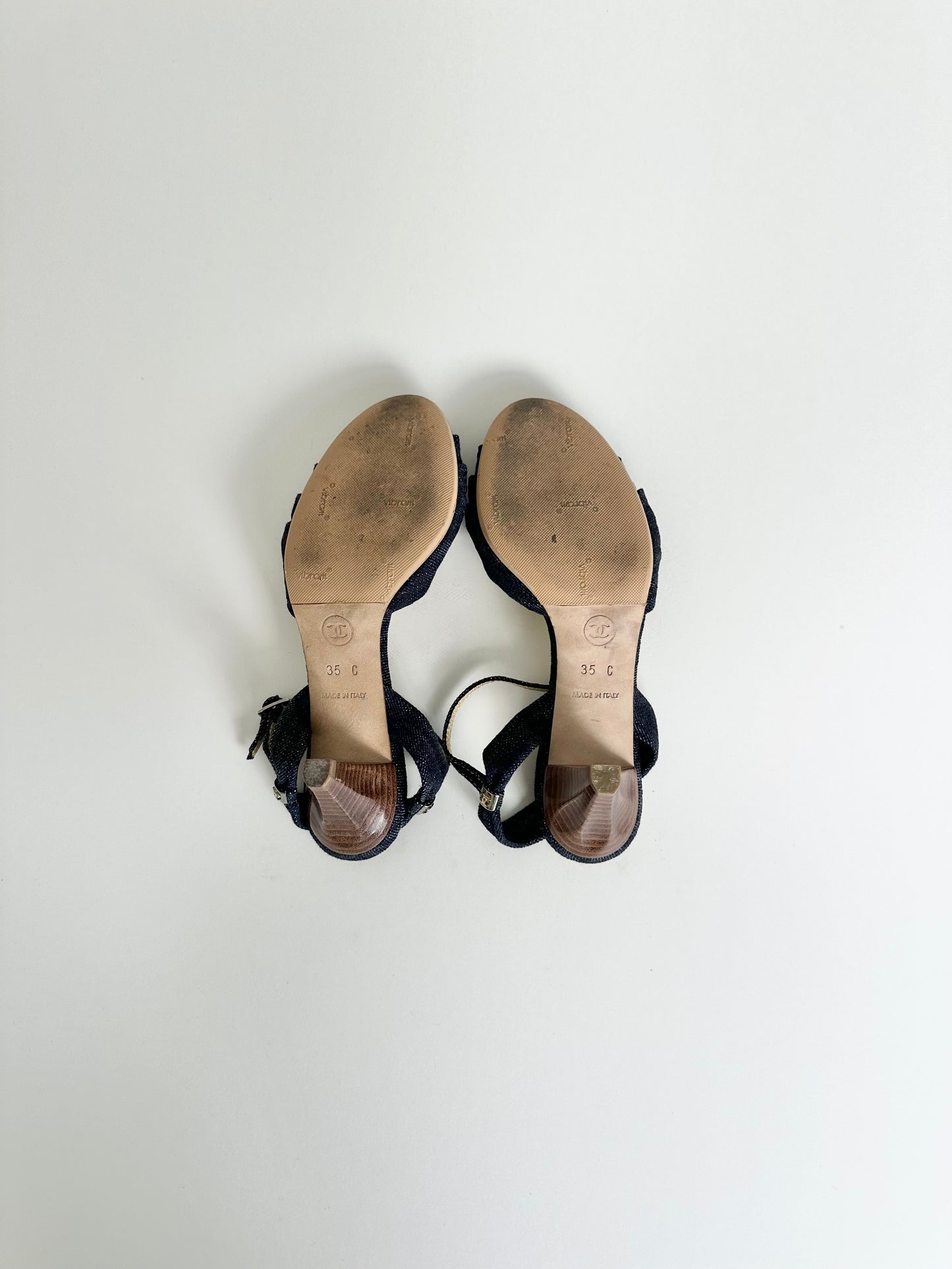 Chanel Denim Kitten Sandals 35