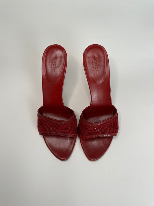 Gucci Monogram Beaded Sandals US 7.5