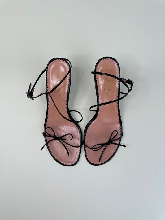 Gucci Black Strappy Bow Sandals 36.5