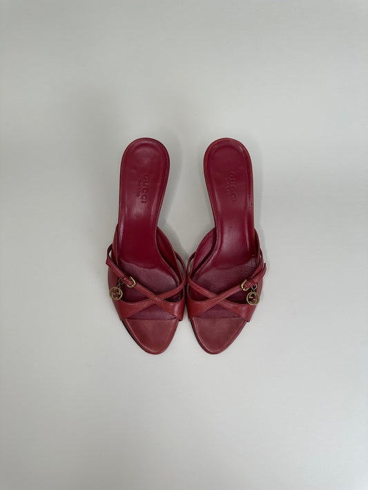 Gucci Pink GG Charm Sandals 35