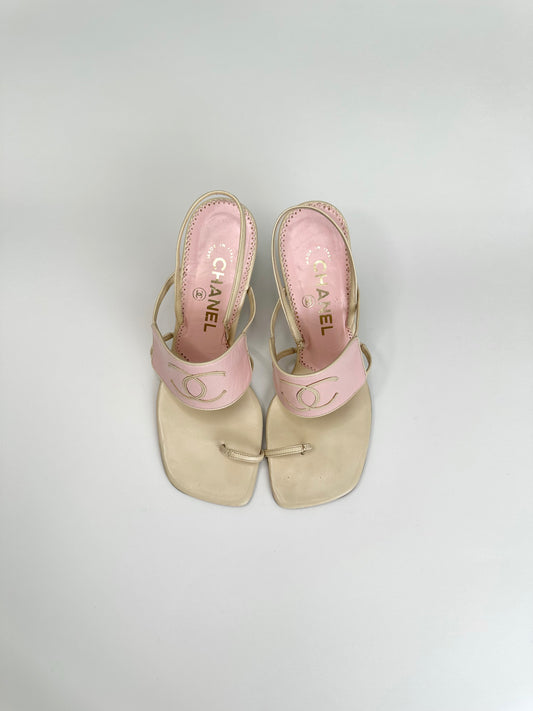 Chanel Pink CC Sandals 35.5