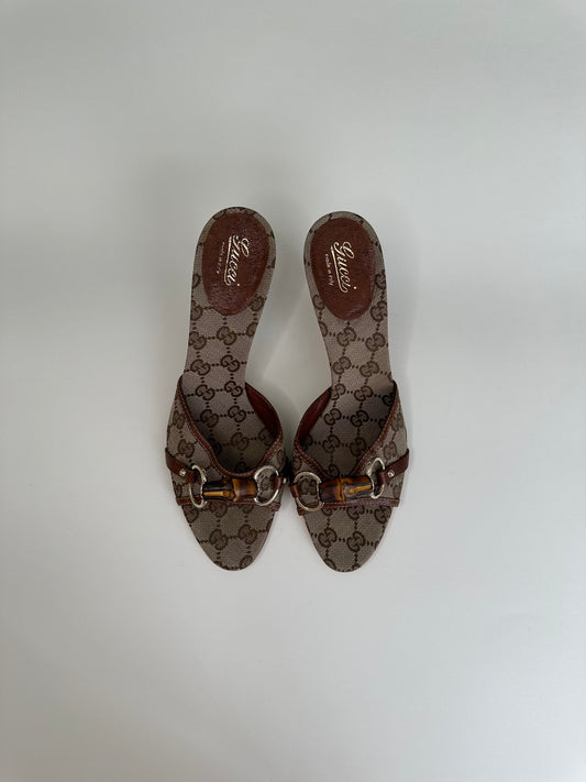 Gucci Monogram Bamboo Sandals US 9