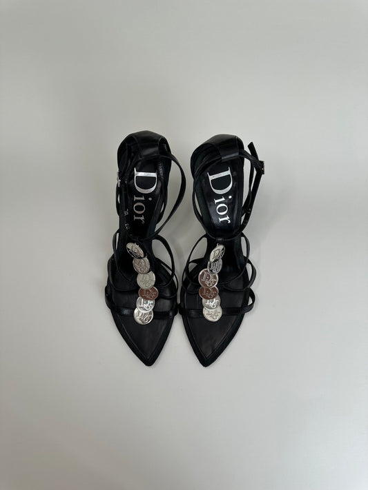 Dior Black Coin Sandals 38.5