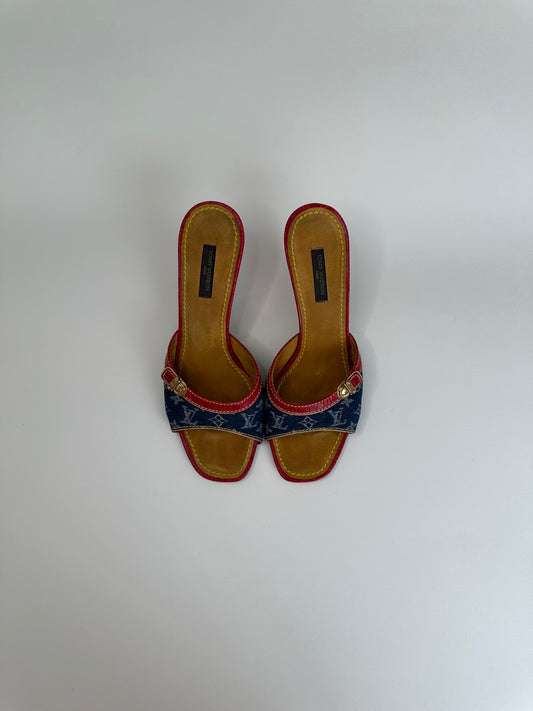 Louis Vuitton Monogram Denim Sandals 37.5