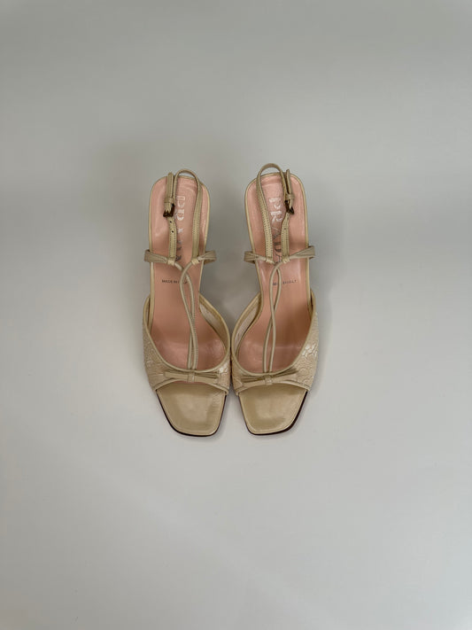 Prada Cream Lace Strappy Sandals 37.5