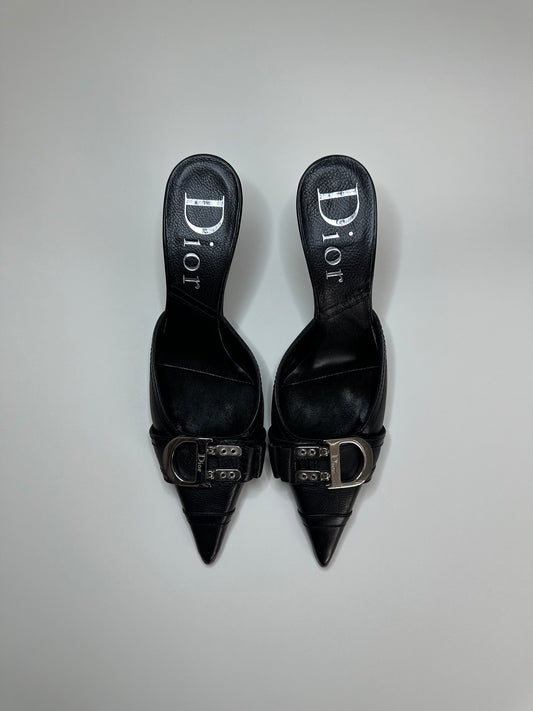 Dior Black Logo Mules 36.5