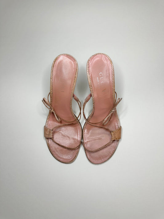 Gucci Pink Lizard Bow Heels US 8