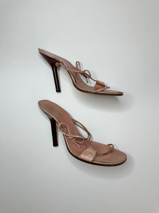 Gucci Pink Lizard Bow Heels US 8