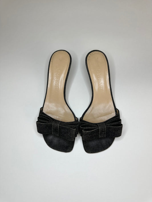 Chanel Black Denim Sandals 35.5