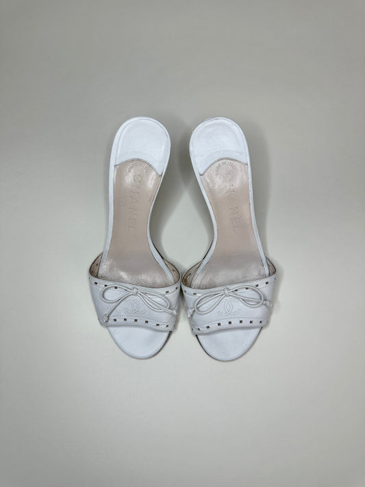 Chanel White Logo Sandals 35