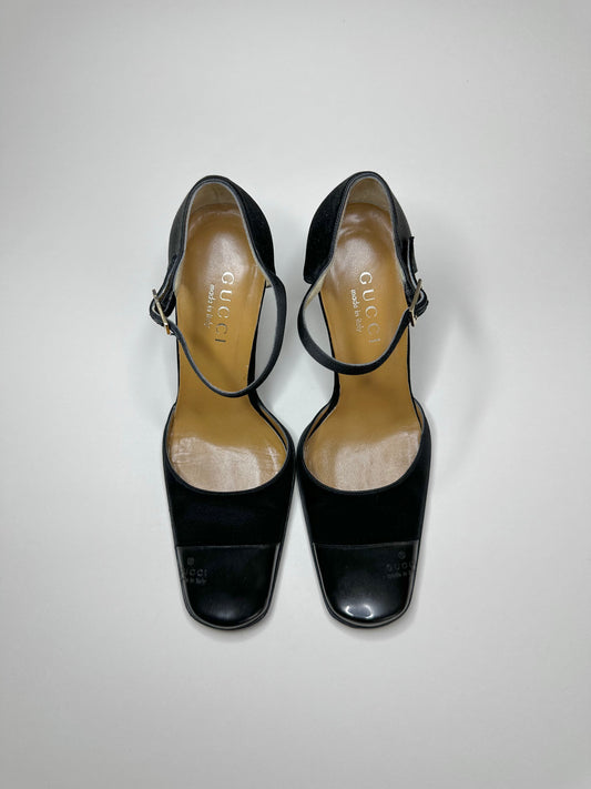 Gucci Black Satin Mary Janes 35