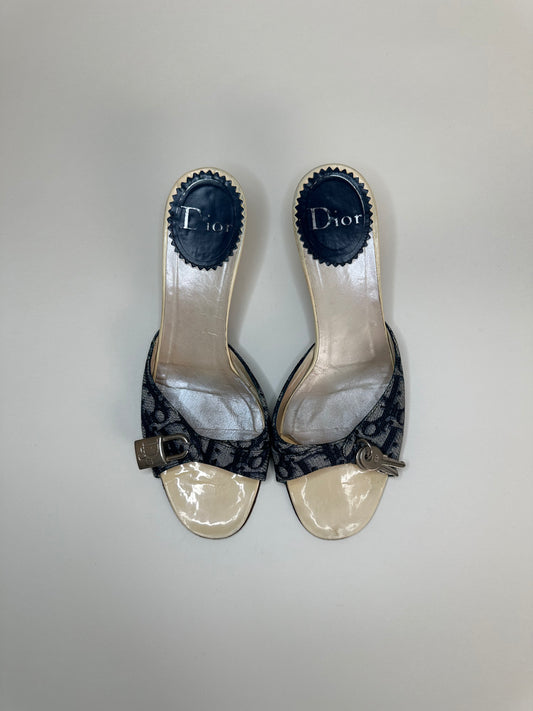 Dior Blue Trotter Lock/Key Sandals 37