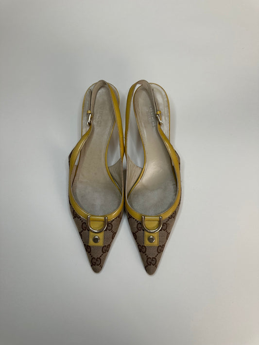 Gucci Monogram Yellow Slingbacks 38