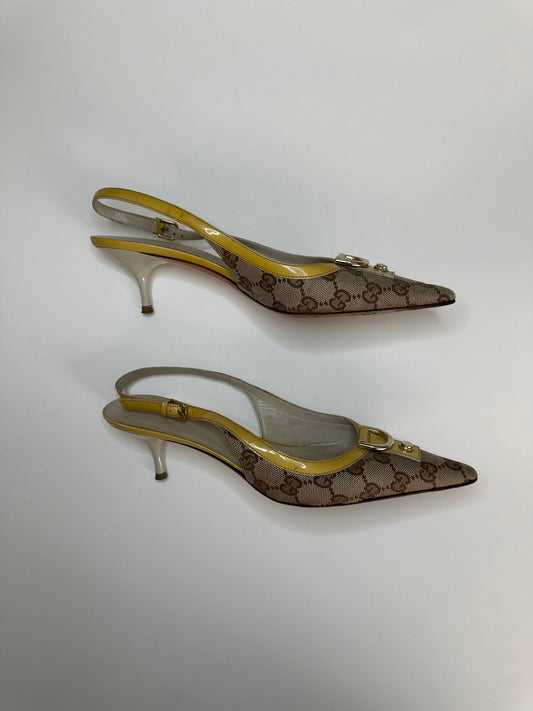 Gucci Monogram Yellow Slingbacks 38