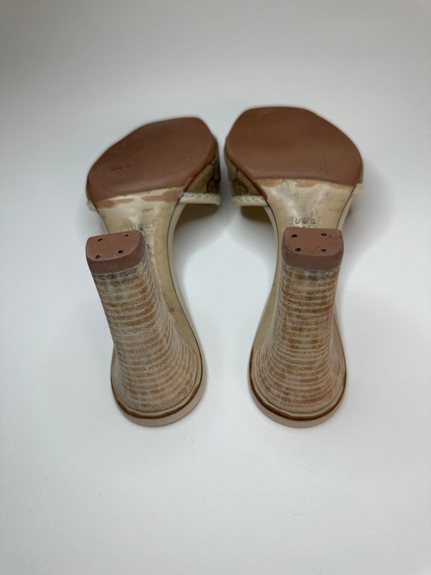 Gucci Cream Monogram Sandals 35
