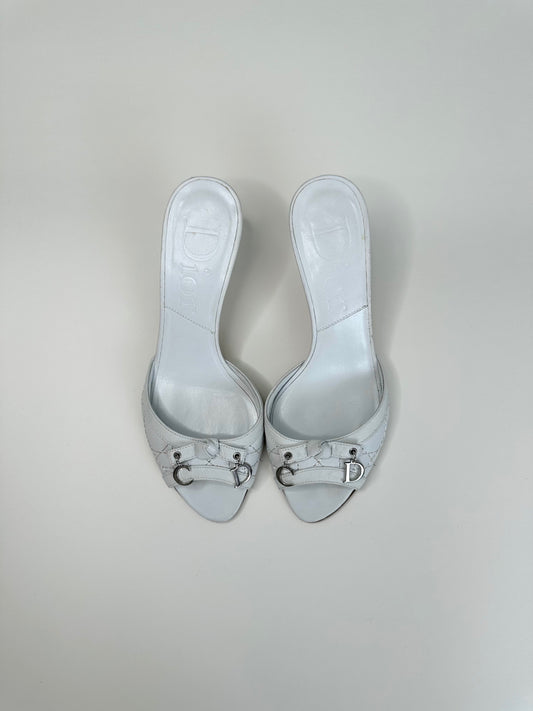 Dior White Cannage Mules 35.5