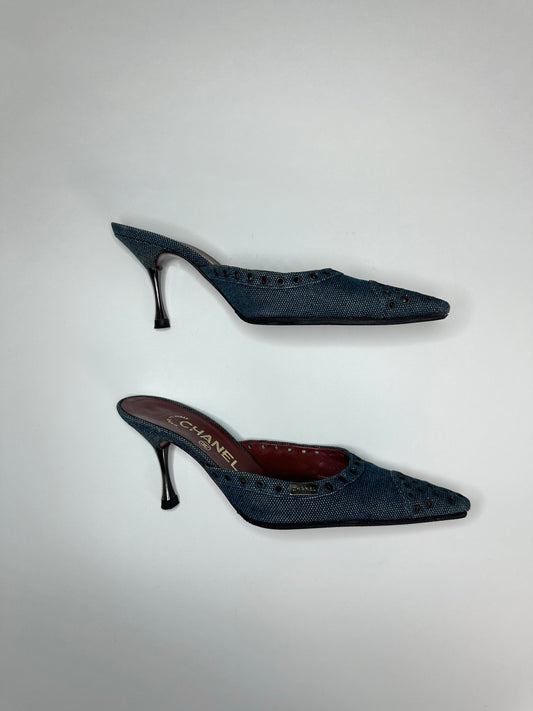 Chanel Denim Mules 35