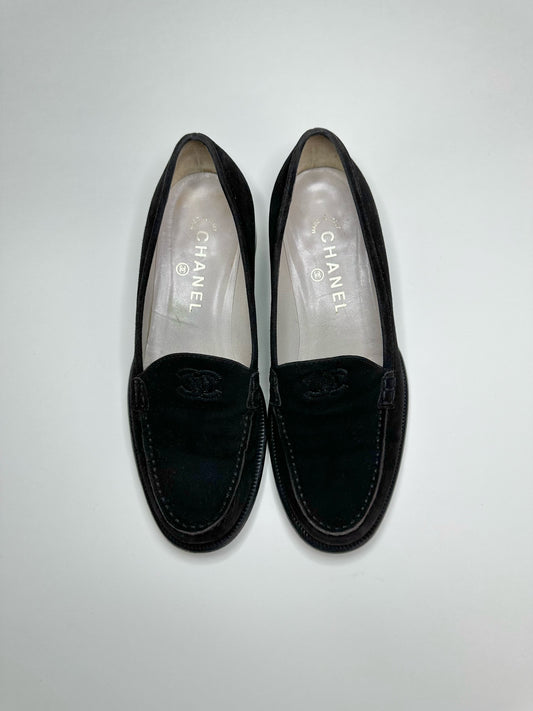 Chanel Black Suede Loafers 37