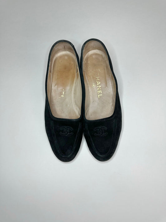 Chanel Black Suede Loafers 36